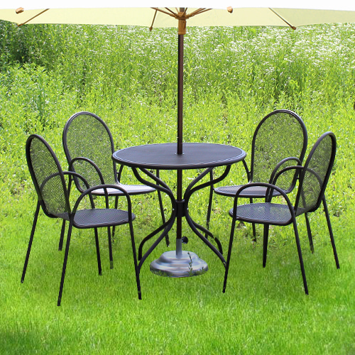 S2141-4 철제야외라운드세트 (2인/3인/4인) 철재 야외 테라스 정원 카페 업소용 의자 테이블 세트
