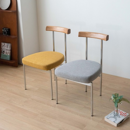 C3324 도슨 체어 원목 패브릭 철제 식탁의자 카페 업소용 인테리어 나무 식당 의자