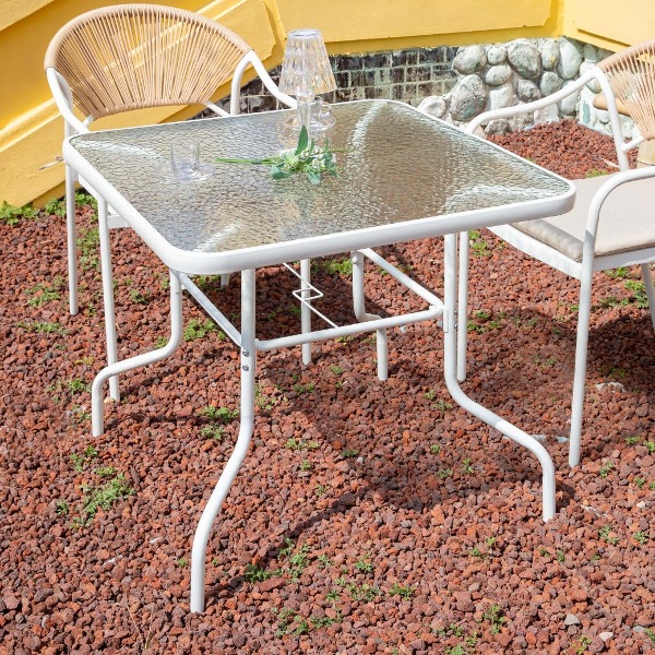 T5217 루안 사각 테이블 야외 라탄 사각 테이블 강화 유리 휴양지 감성 탁자